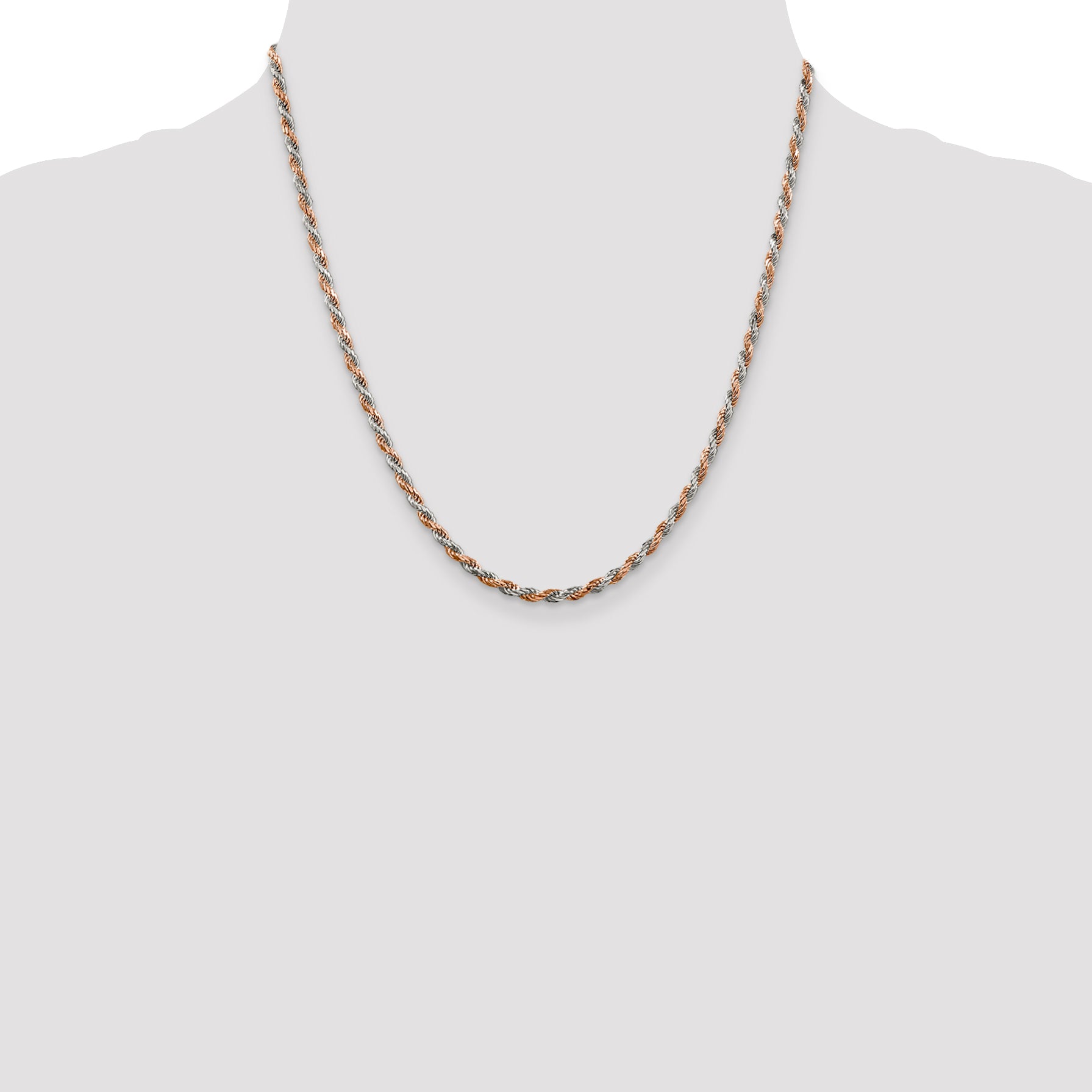 Sterling Silver And Rose Vermeil 2.5mm Diamond-cut Rope Chain