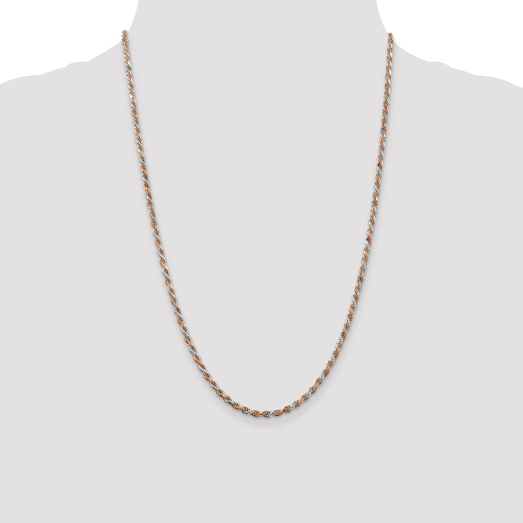 Sterling Silver And Rose Vermeil 2.5mm Diamond-cut Rope Chain