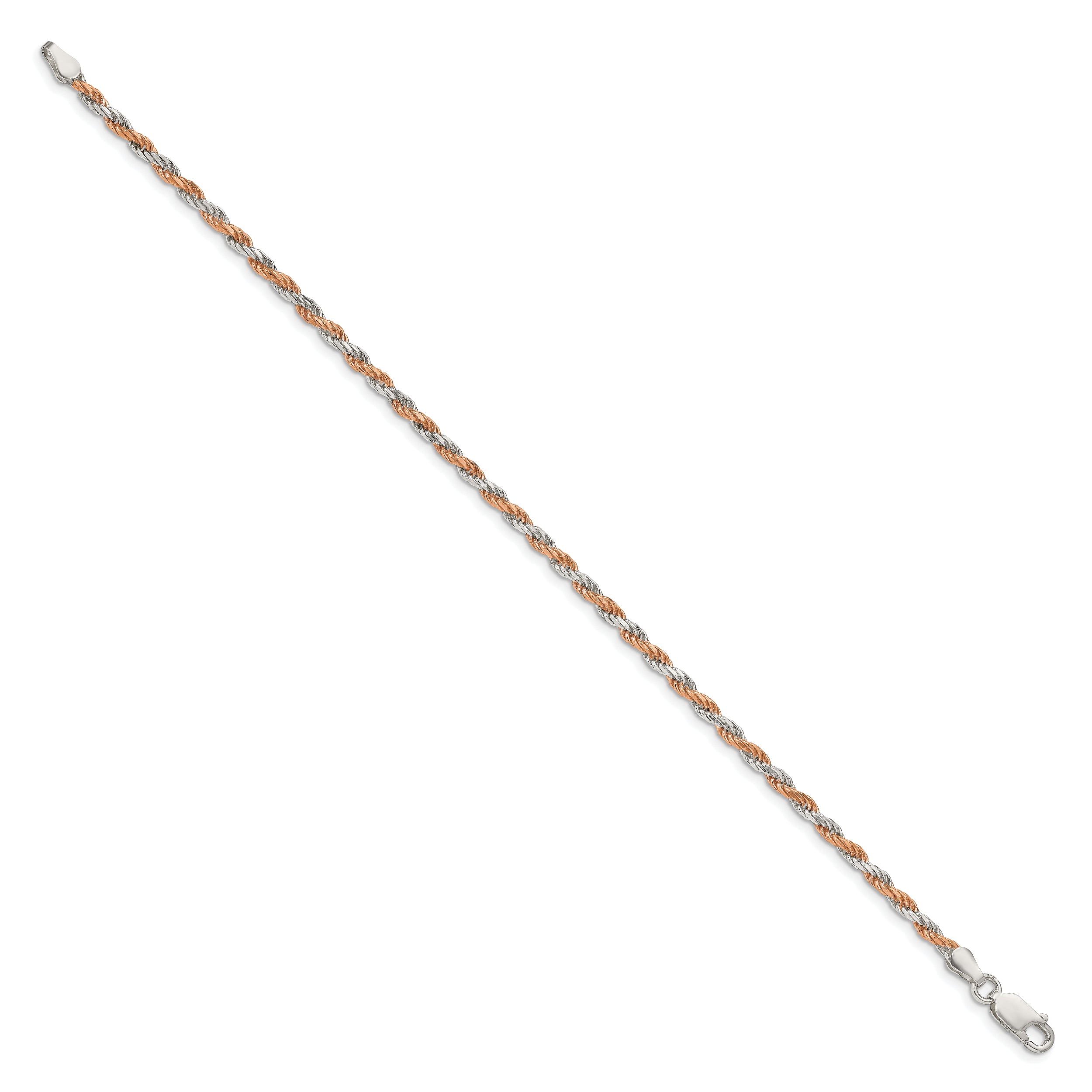 Sterling Silver And Rose Vermeil 2.5mm Diamond-cut Rope Chain