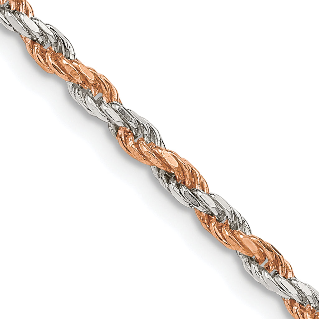 Sterling Silver And Rose Vermeil 2.5mm Diamond-cut Rope Chain