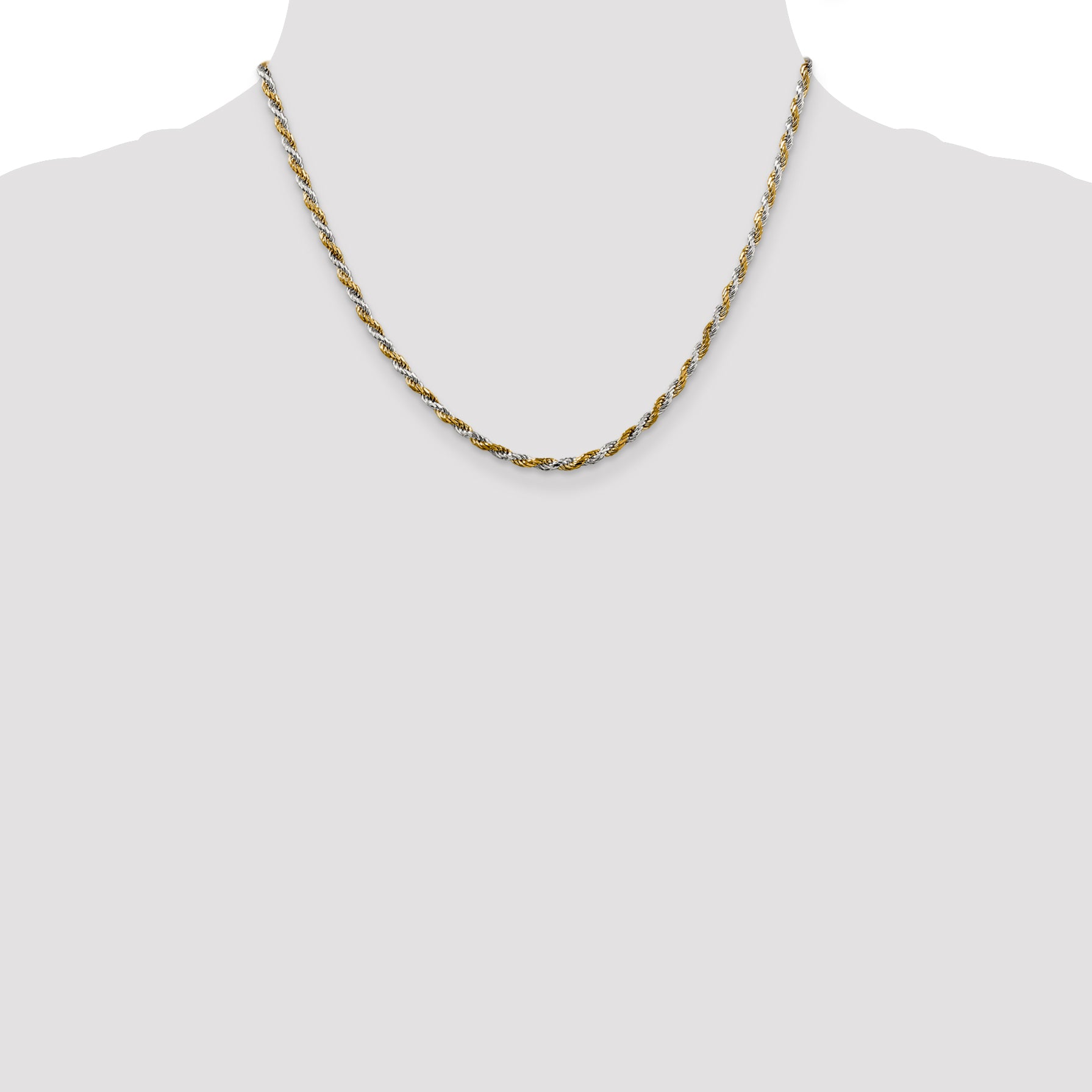 Sterling Silver And Vermeil 2.5mm Diamond-cut Rope Chain