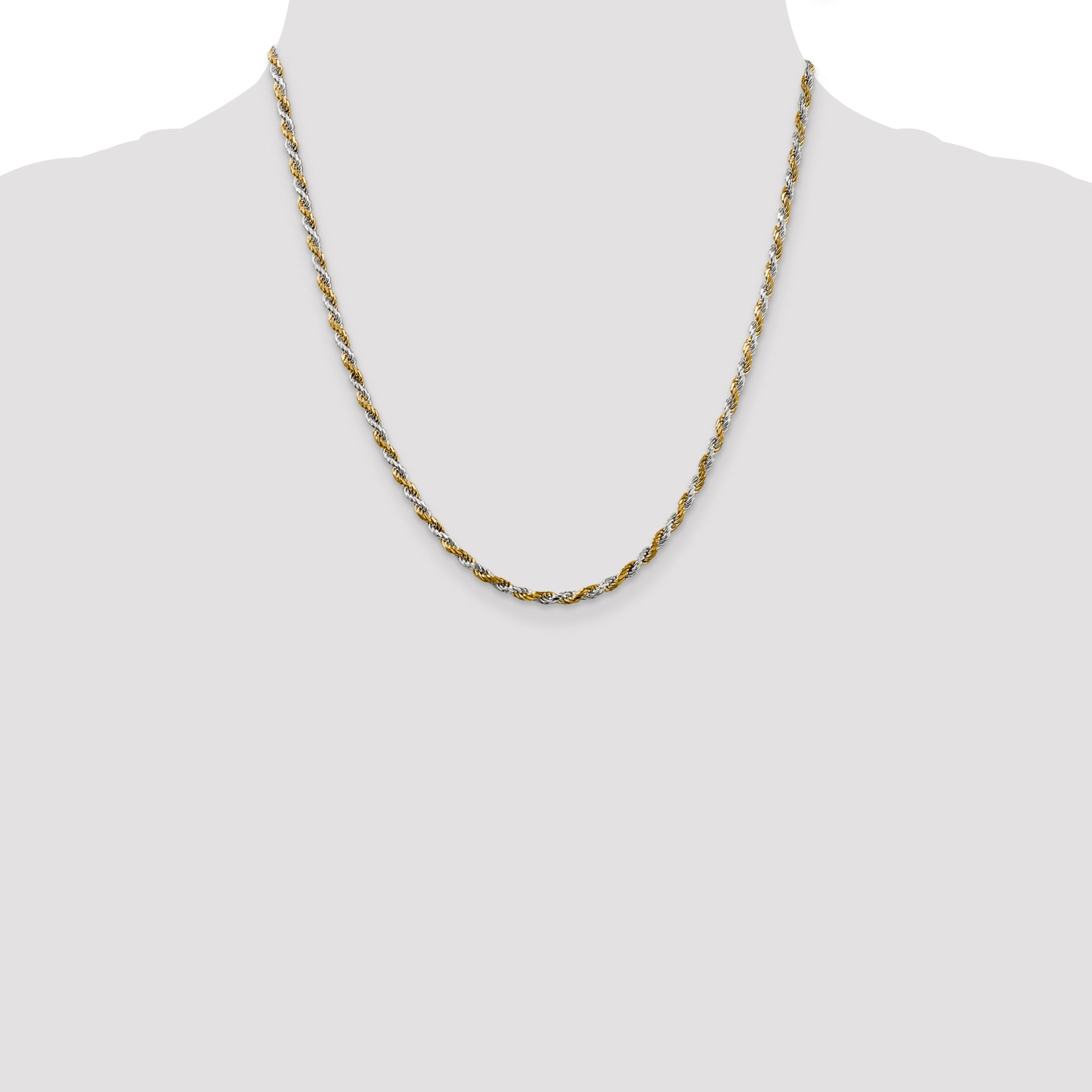 Sterling Silver And Vermeil 2.5mm Diamond-cut Rope Chain