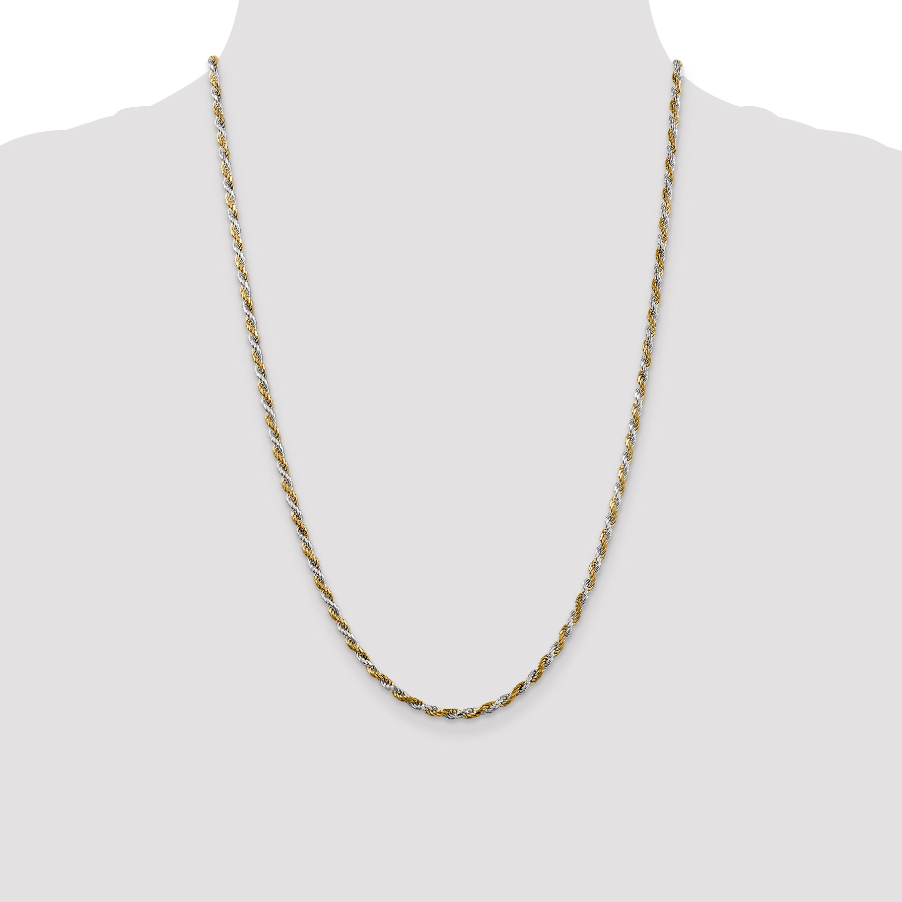 Sterling Silver And Vermeil 2.5mm Diamond-cut Rope Chain