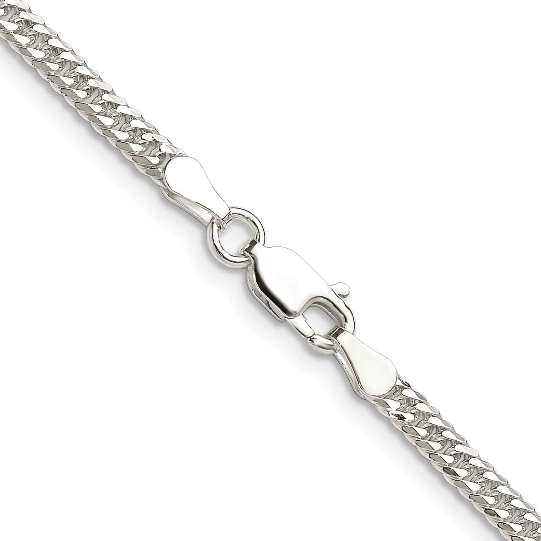 Sterling Silver Polished 3.0mm Double Diamond-cut Curb Chain