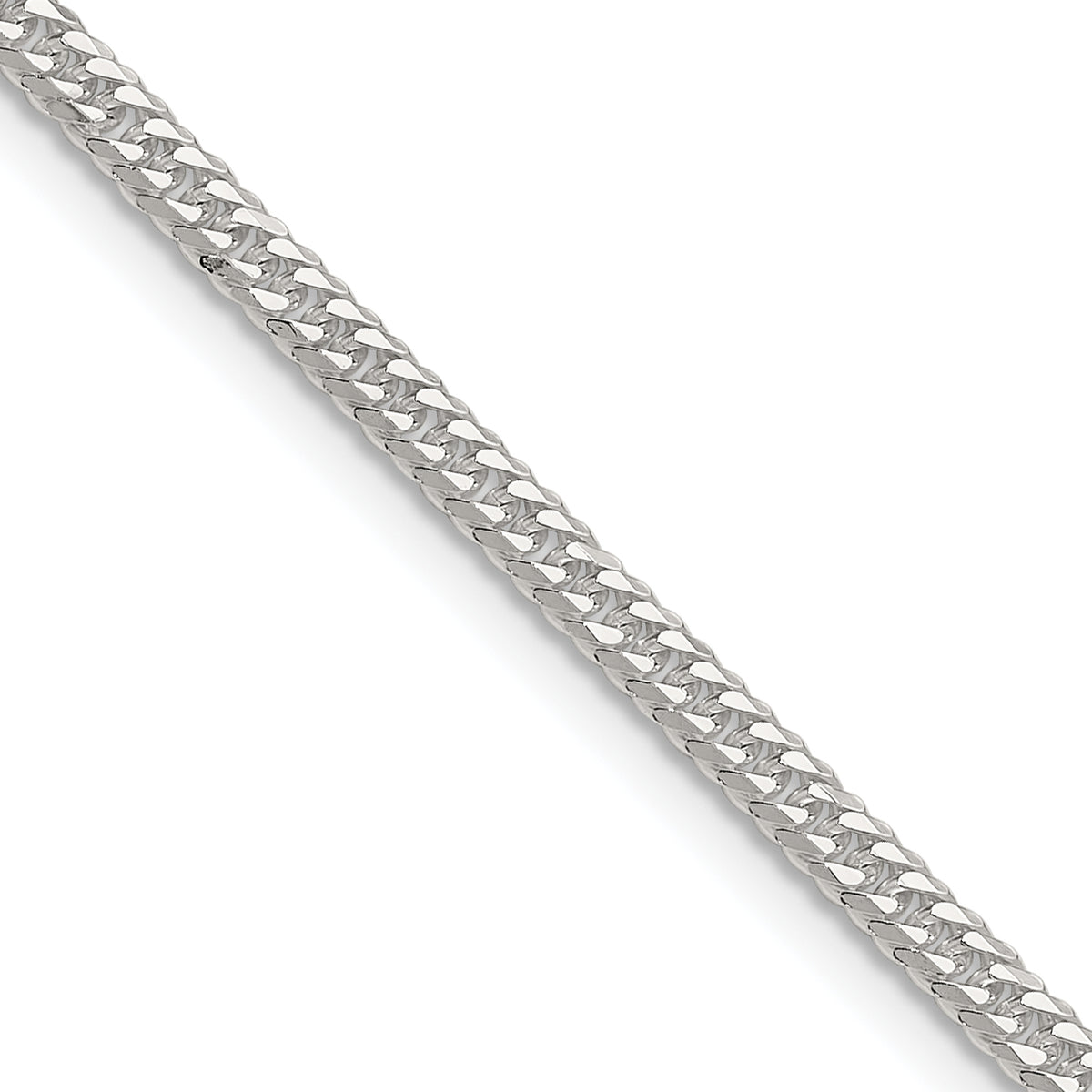 Sterling Silver Polished 3.0mm Double Diamond-cut Curb Chain