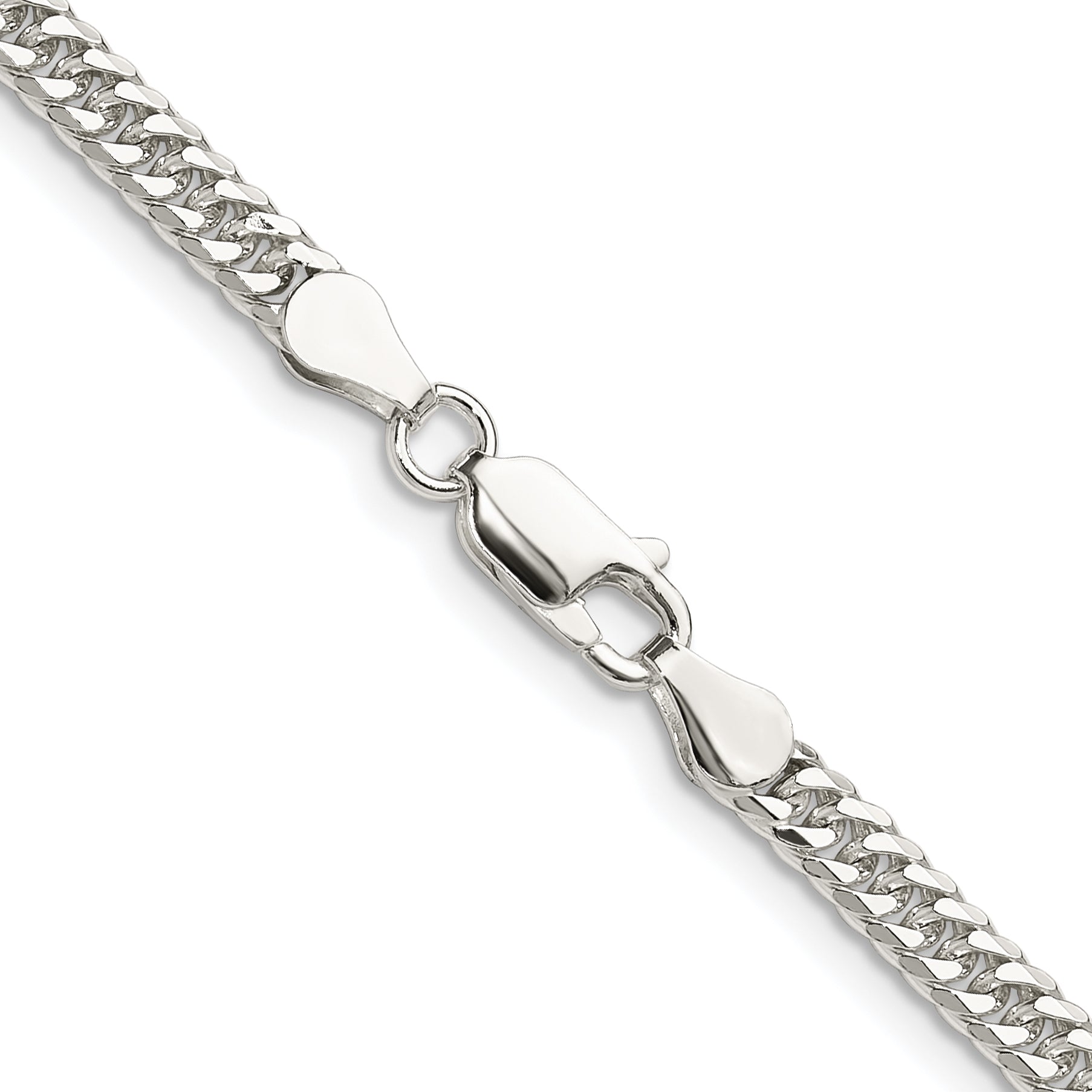 Sterling Silver Polished 3.9mm Double Diamond-cut Curb Chain