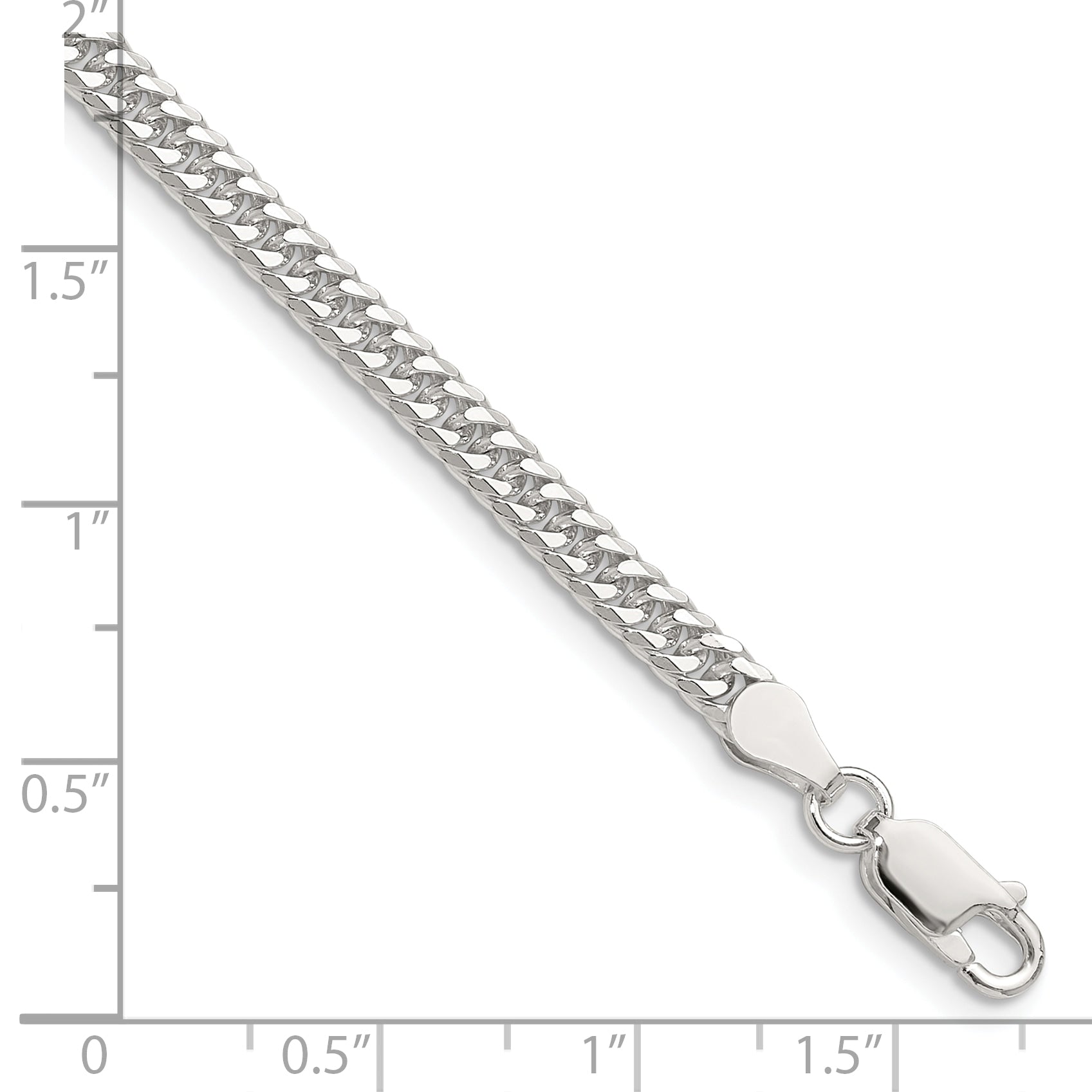 Sterling Silver Polished 3.9mm Double Diamond-cut Curb Chain