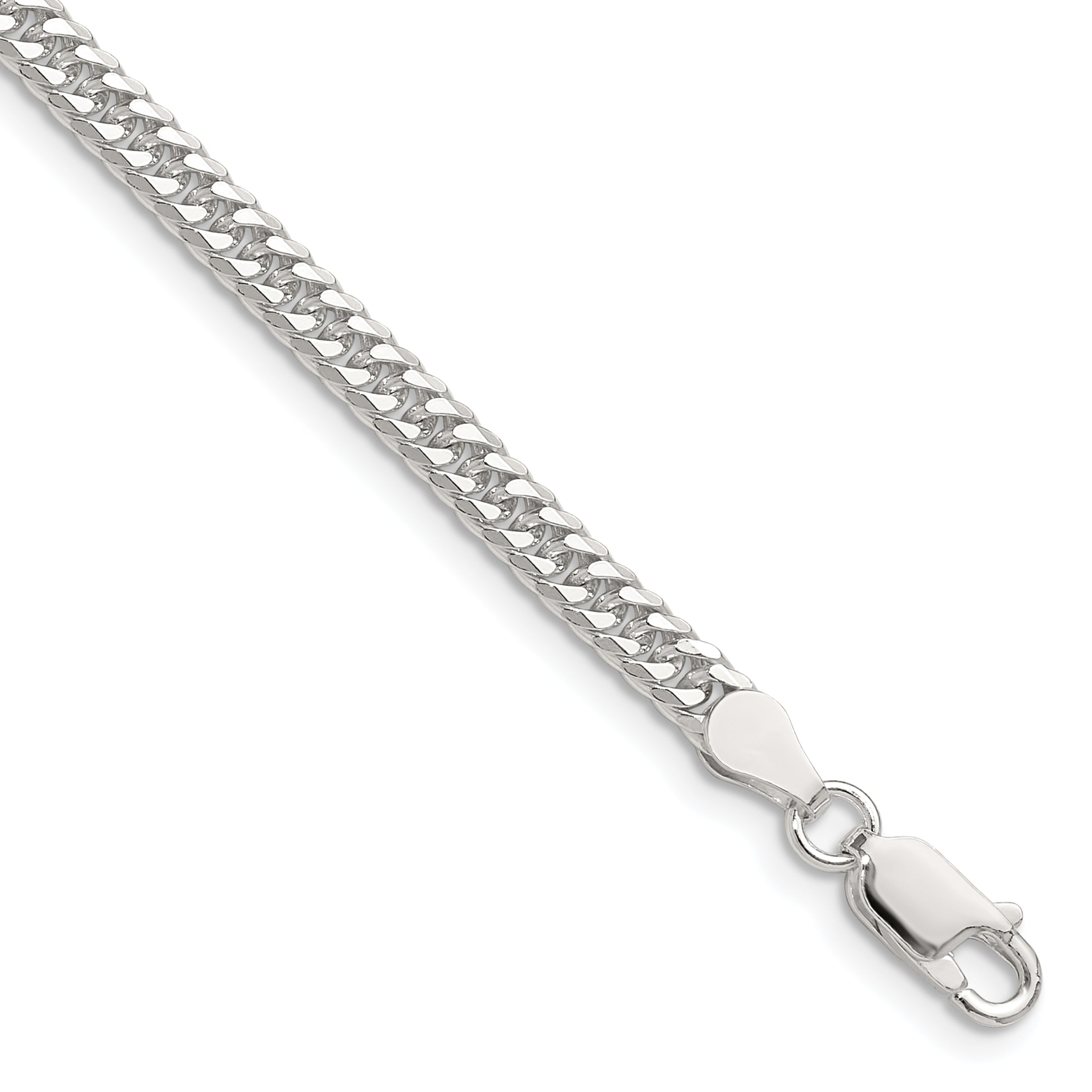 Sterling Silver Polished 3.9mm Double Diamond-cut Curb Chain