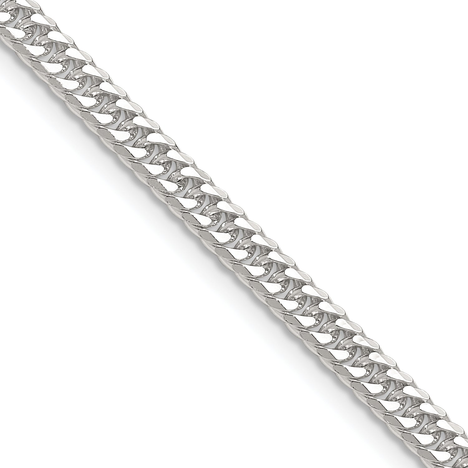 Sterling Silver Polished 3.9mm Double Diamond-cut Curb Chain