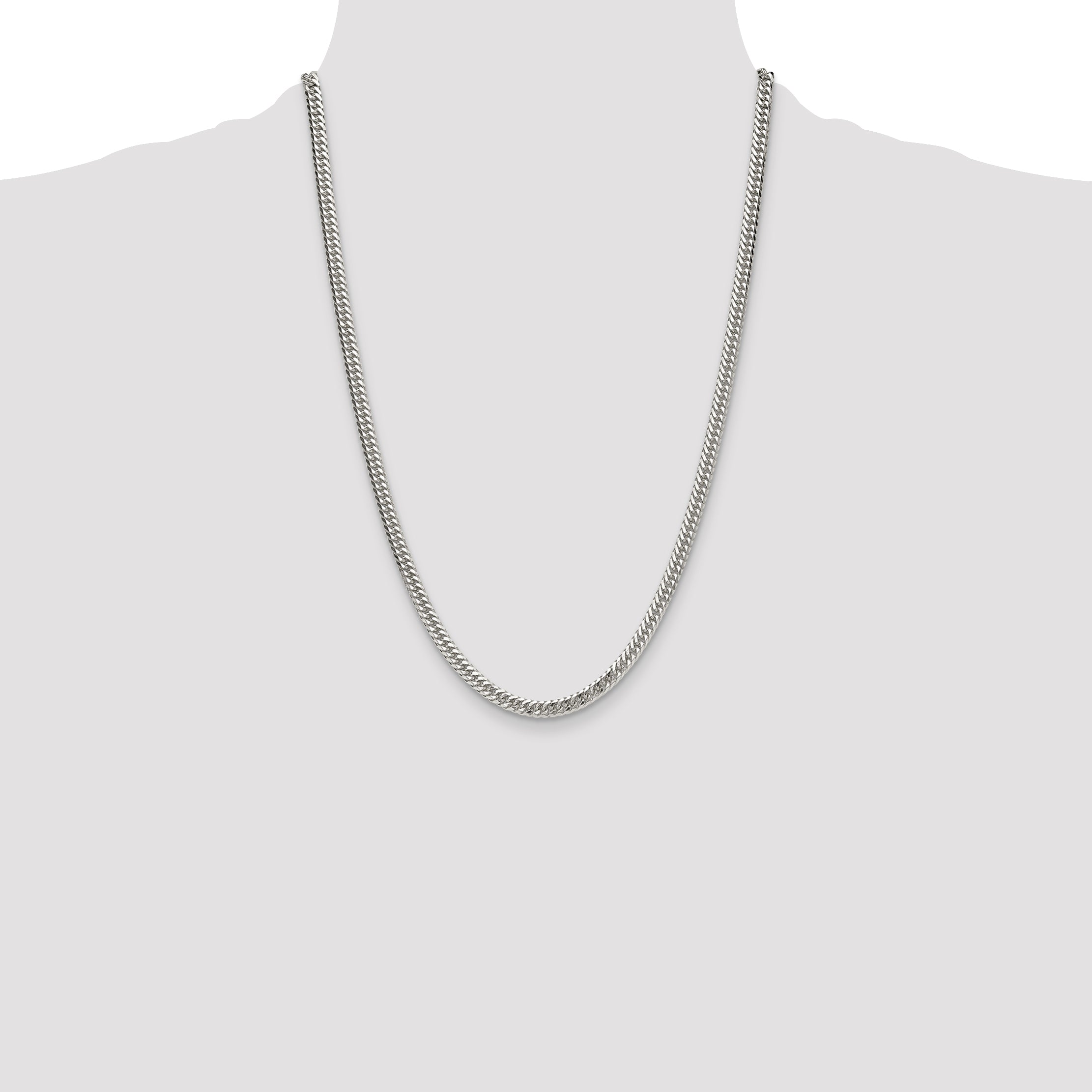 Sterling Silver Polished 4.8mm Double Diamond-cut Curb Chain