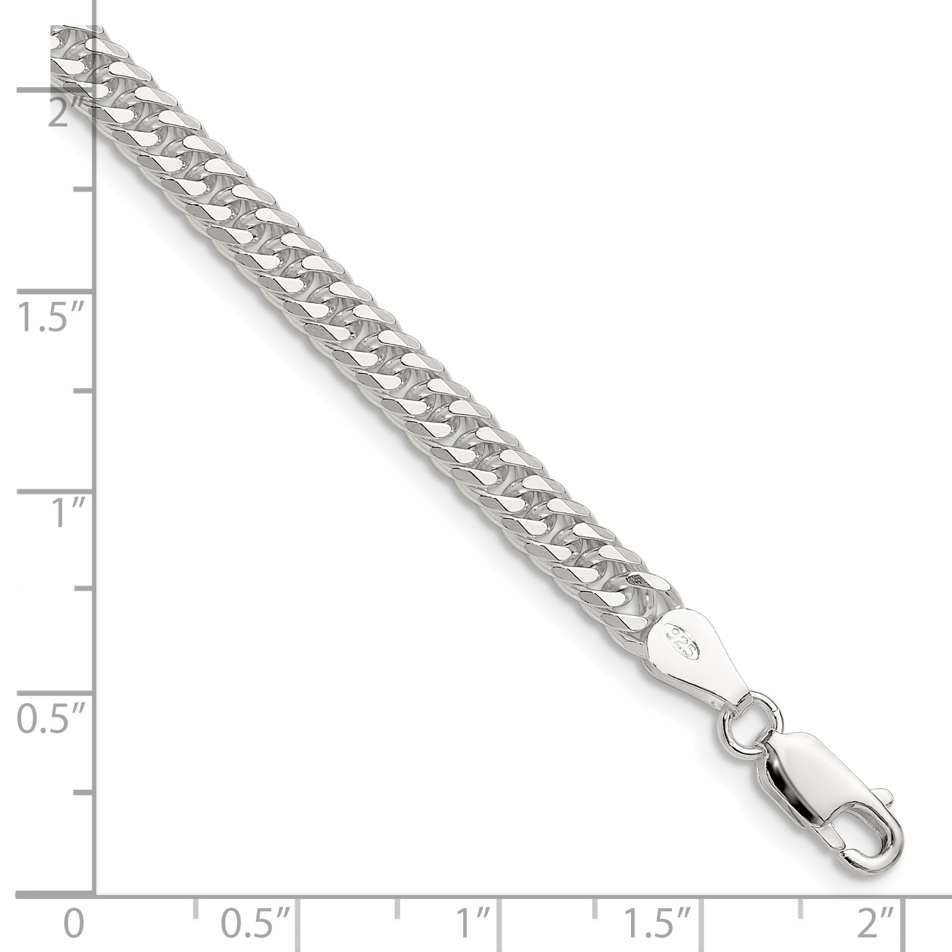 Sterling Silver Polished 4.8mm Double Diamond-cut Curb Chain