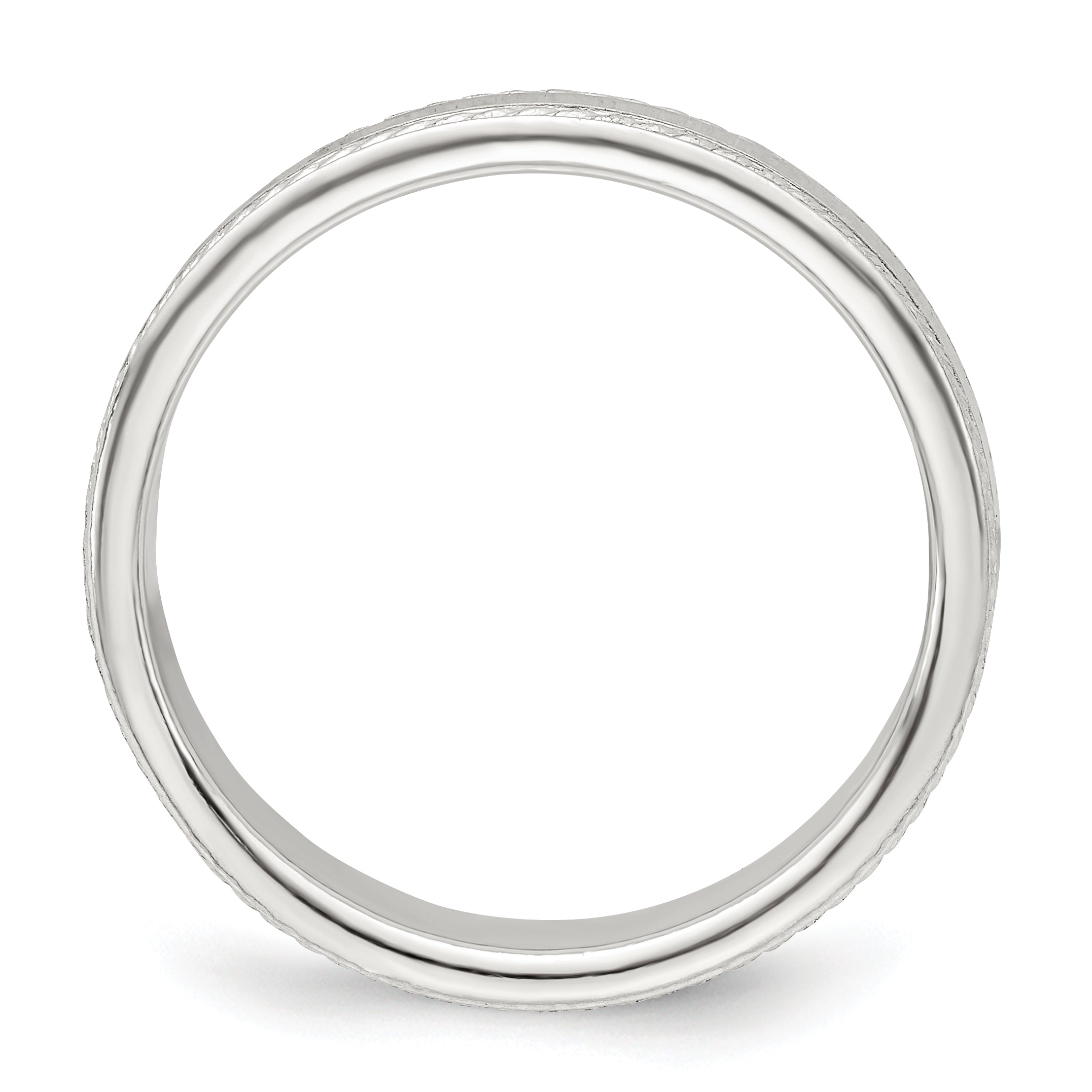 Sterling Silver 4mm Flat with Rope Edge Size 4 Band