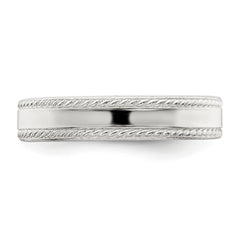 Sterling Silver 4mm Flat with Rope Edge Size 4 Band