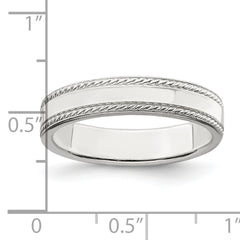 Sterling Silver 4mm Flat with Rope Edge Size 4 Band