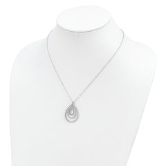 Platinum-Plated Sterling Silver Diamond Teardrop Necklace Gift Ready