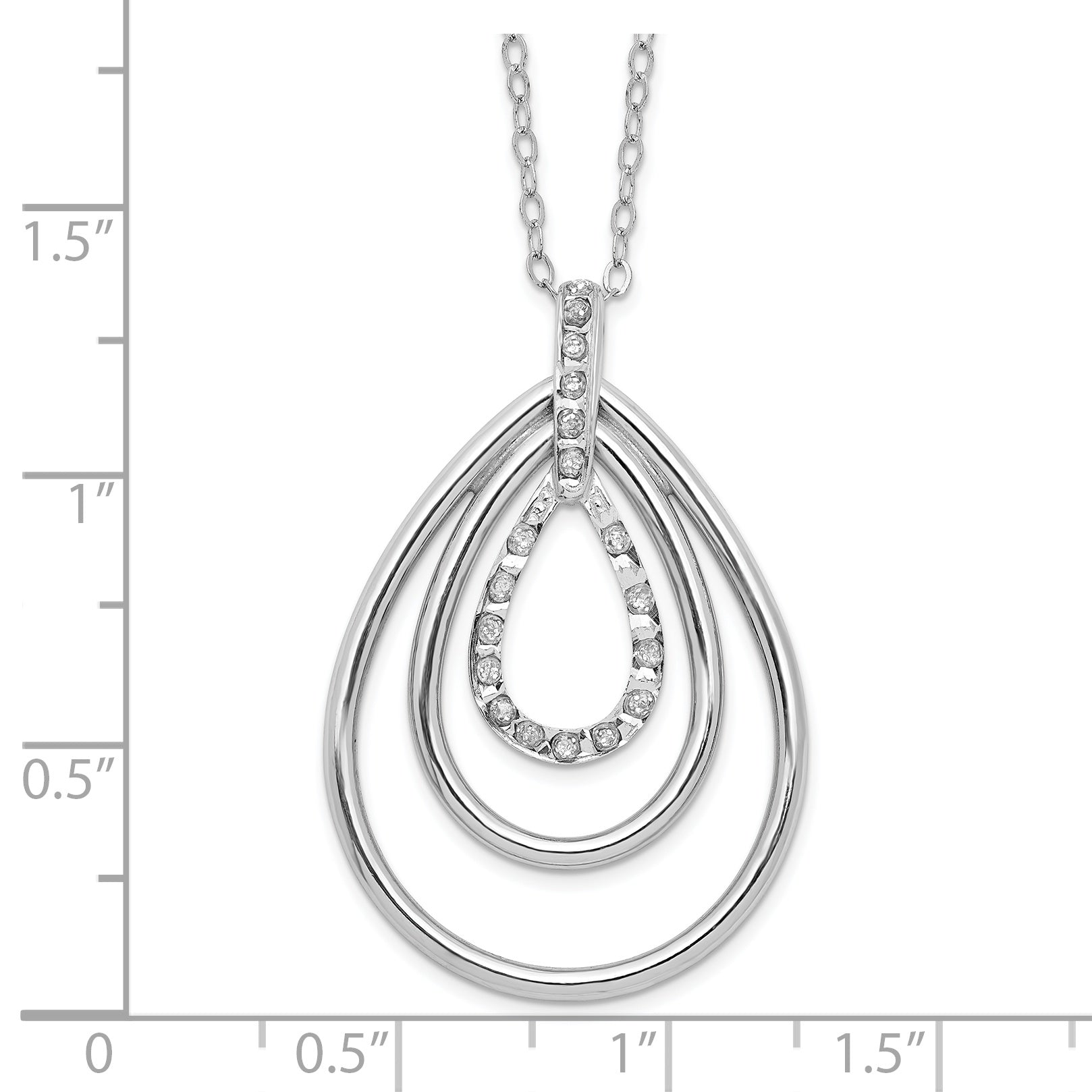 Platinum-Plated Sterling Silver Diamond Teardrop Necklace Gift Ready