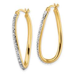 Sterling Silver 18K Gold-Plated Twist Oval Hoop Earrings with Diamond Mystique