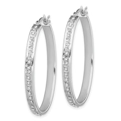 Sophia Jewelers Sterling Silver Diamond Mystique Oval Hoop Earrings