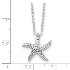 Diamond Mystique Sterling Silver Starfish Necklace with Platinum Finish