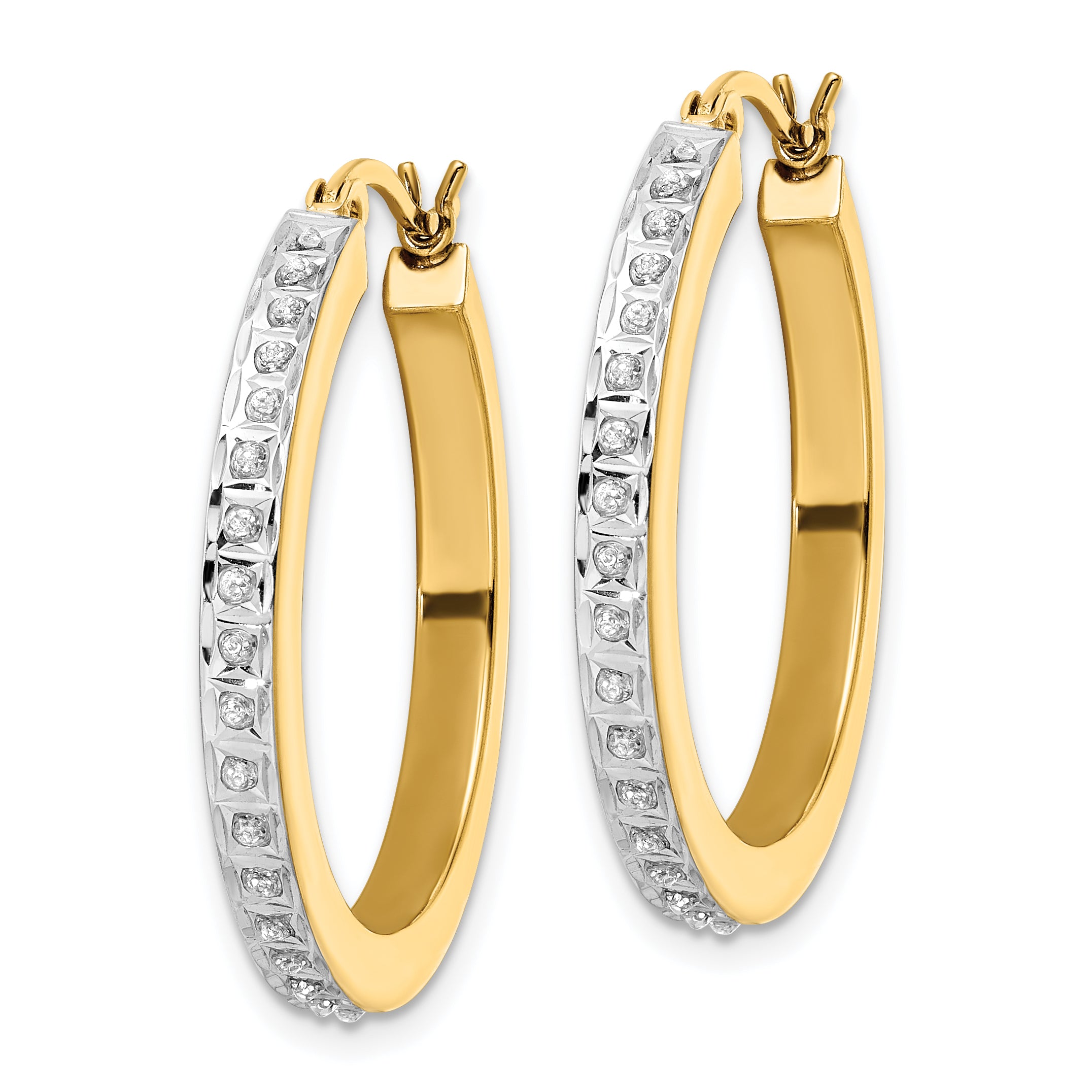 Diamond Fascination Diamond Mystique Sterling Silver 18K Gold-plated Diamond Hoop Earrings