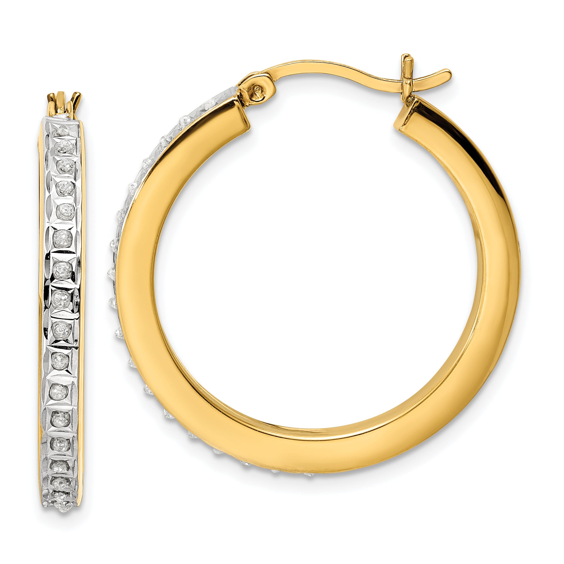 Diamond Fascination Diamond Mystique Sterling Silver 18K Gold-plated Diamond Hoop Earrings