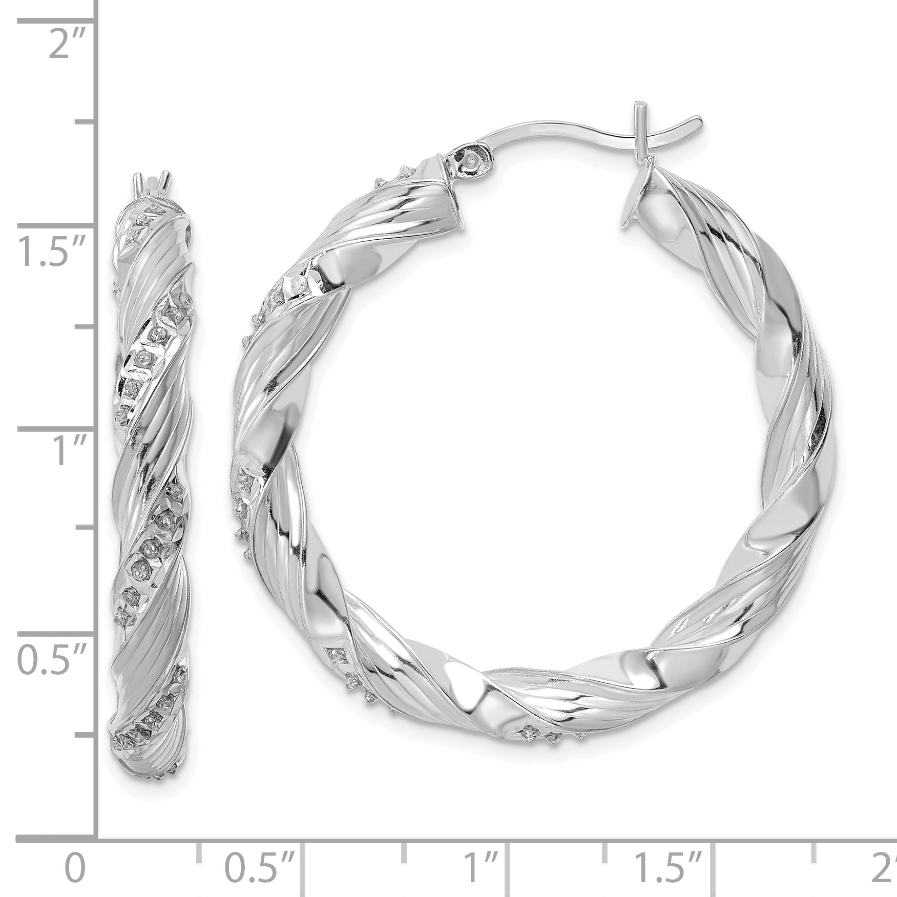 Diamond Fascination Diamond Mystique Sterling Silver Platinum-plated Diamond Twisted Hoop Earrings