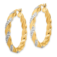 Diamond Fascination Diamond Mystique Sterling Silver 18K Gold-plated Diamond Twisted Hoop Earrings