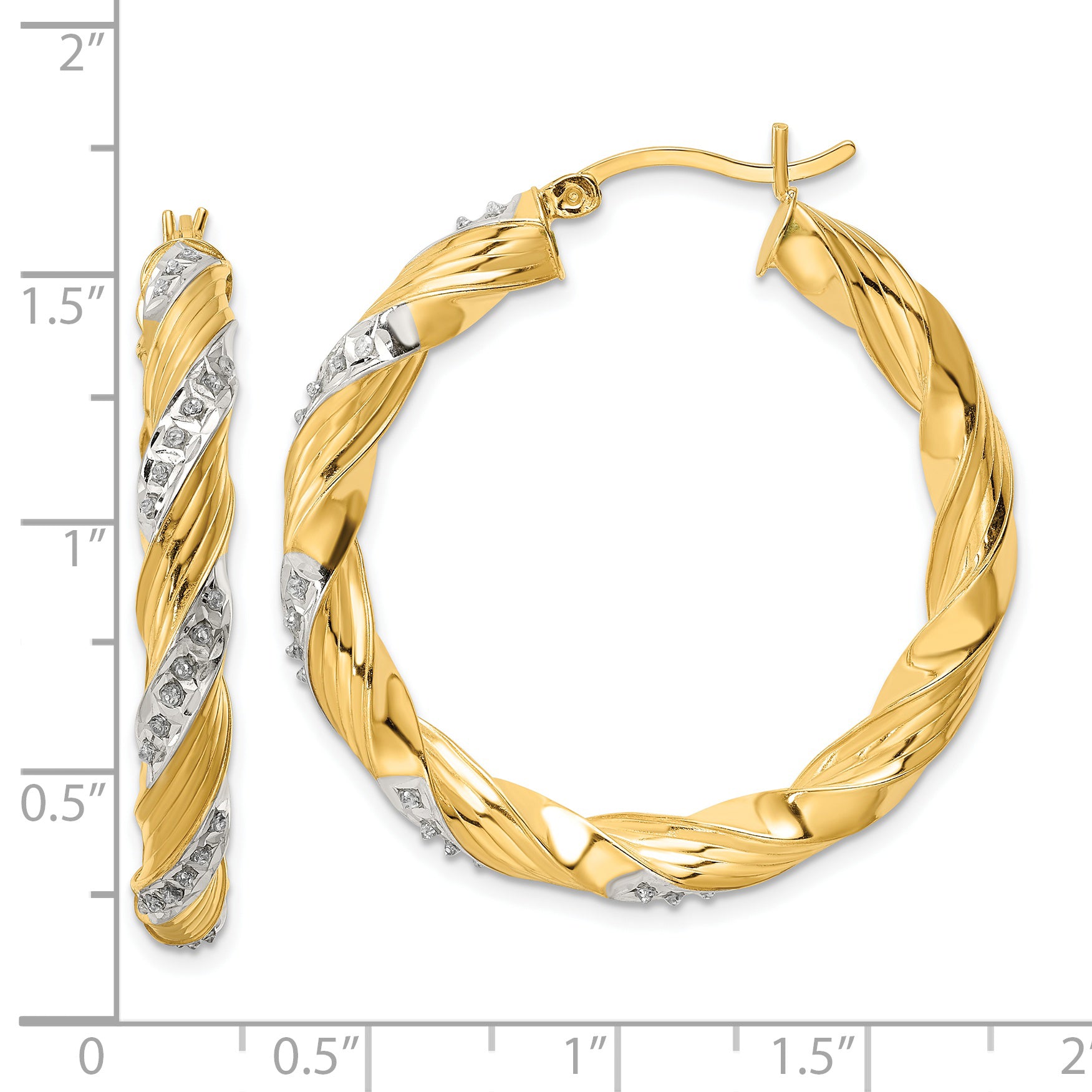 Diamond Fascination Diamond Mystique Sterling Silver 18K Gold-plated Diamond Twisted Hoop Earrings