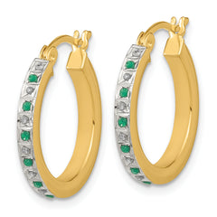 Diamond Fascination Diamond Mystique Sterling Silver 18K Gold-plated Diamond and Emerald Hoop Earrings and Bangle Set