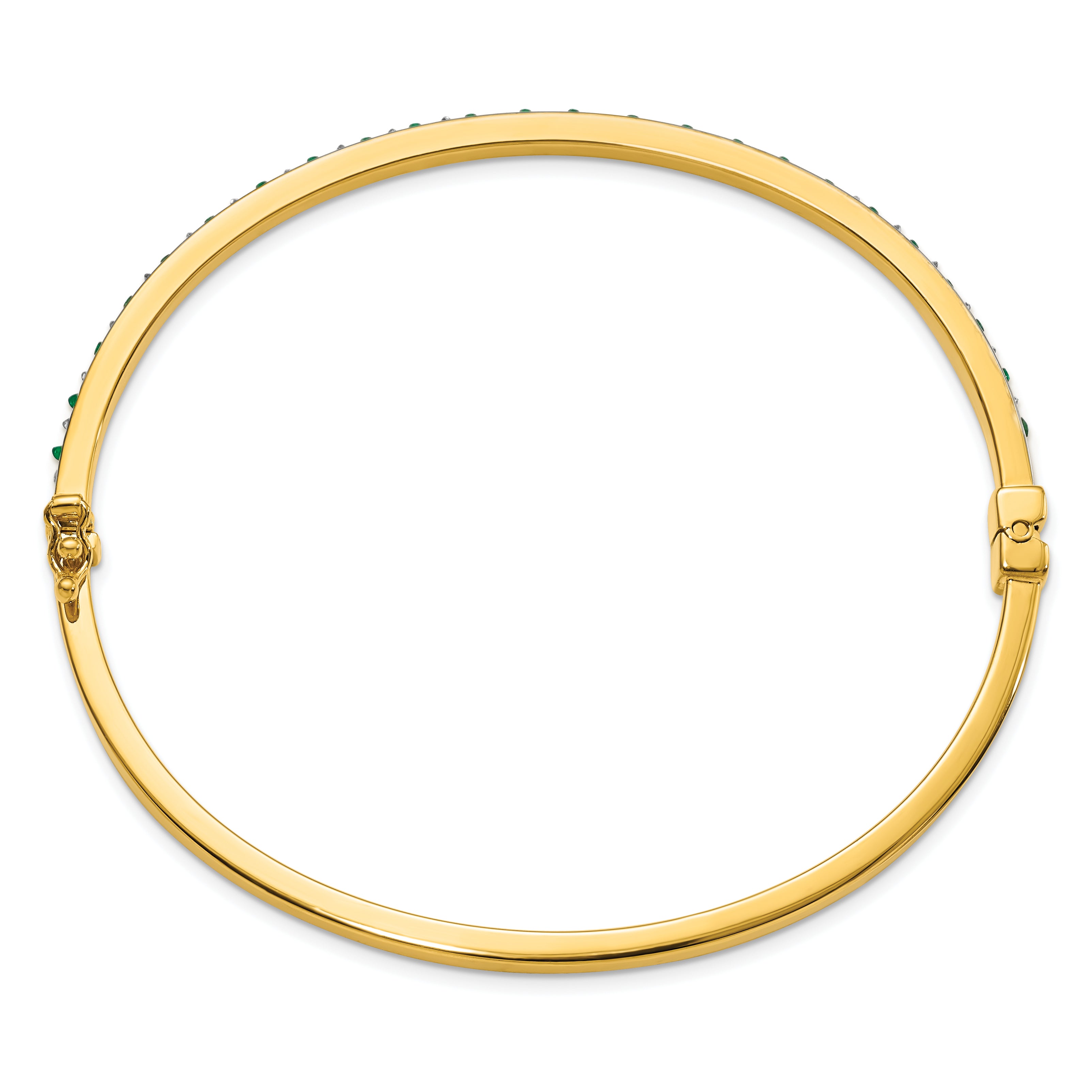 Diamond Fascination Diamond Mystique Sterling Silver 18K Gold-plated Diamond and Emerald Hoop Earrings and Bangle Set