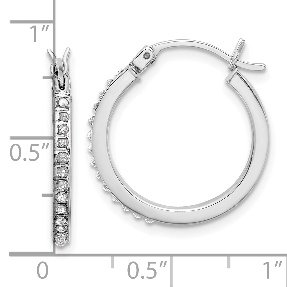 Sterling Silver Platinum-plated Diamond Mystique Hoop Earrings