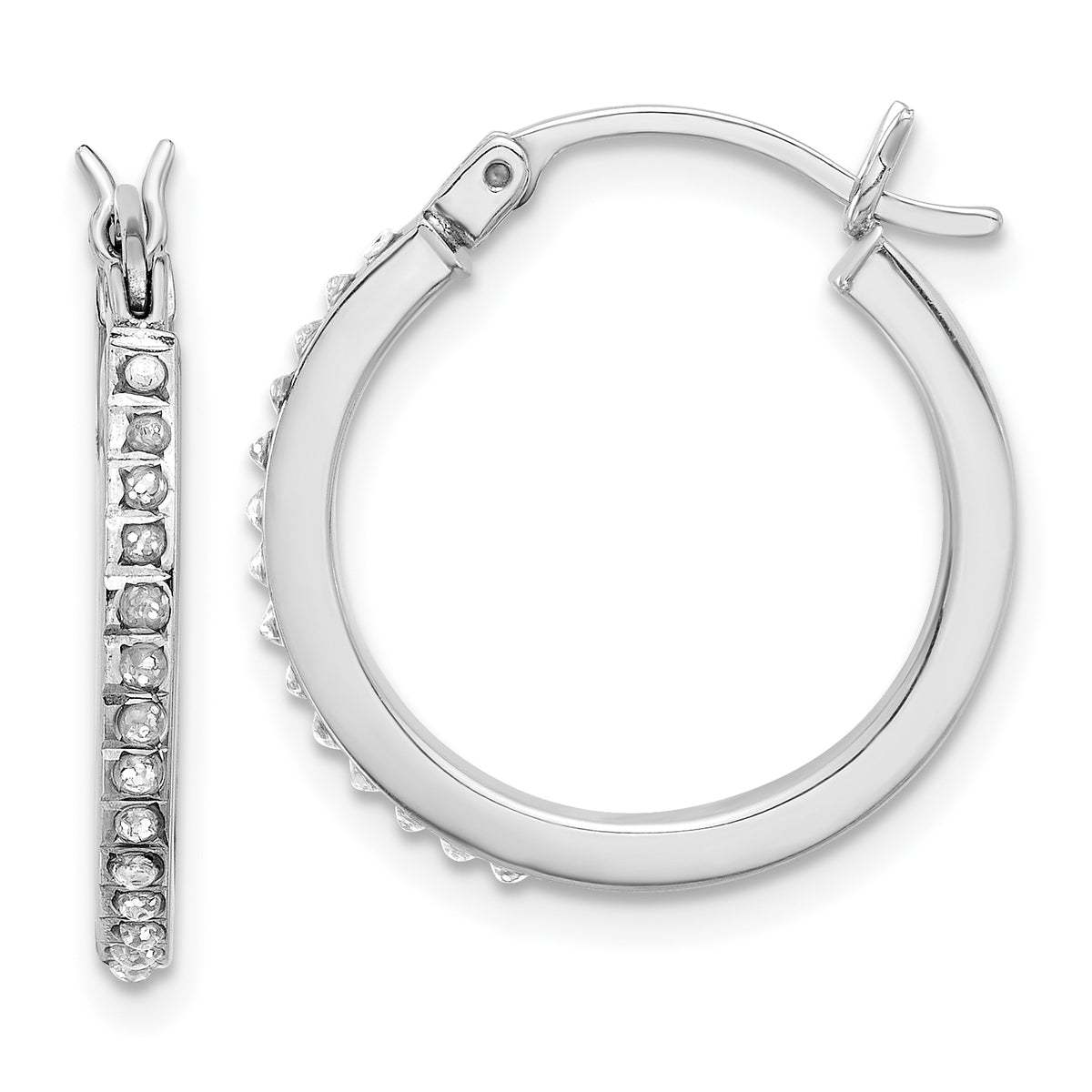 Sterling Silver Platinum-plated Diamond Mystique Hoop Earrings