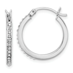 Sterling Silver Platinum-plated Diamond Mystique Hoop Earrings