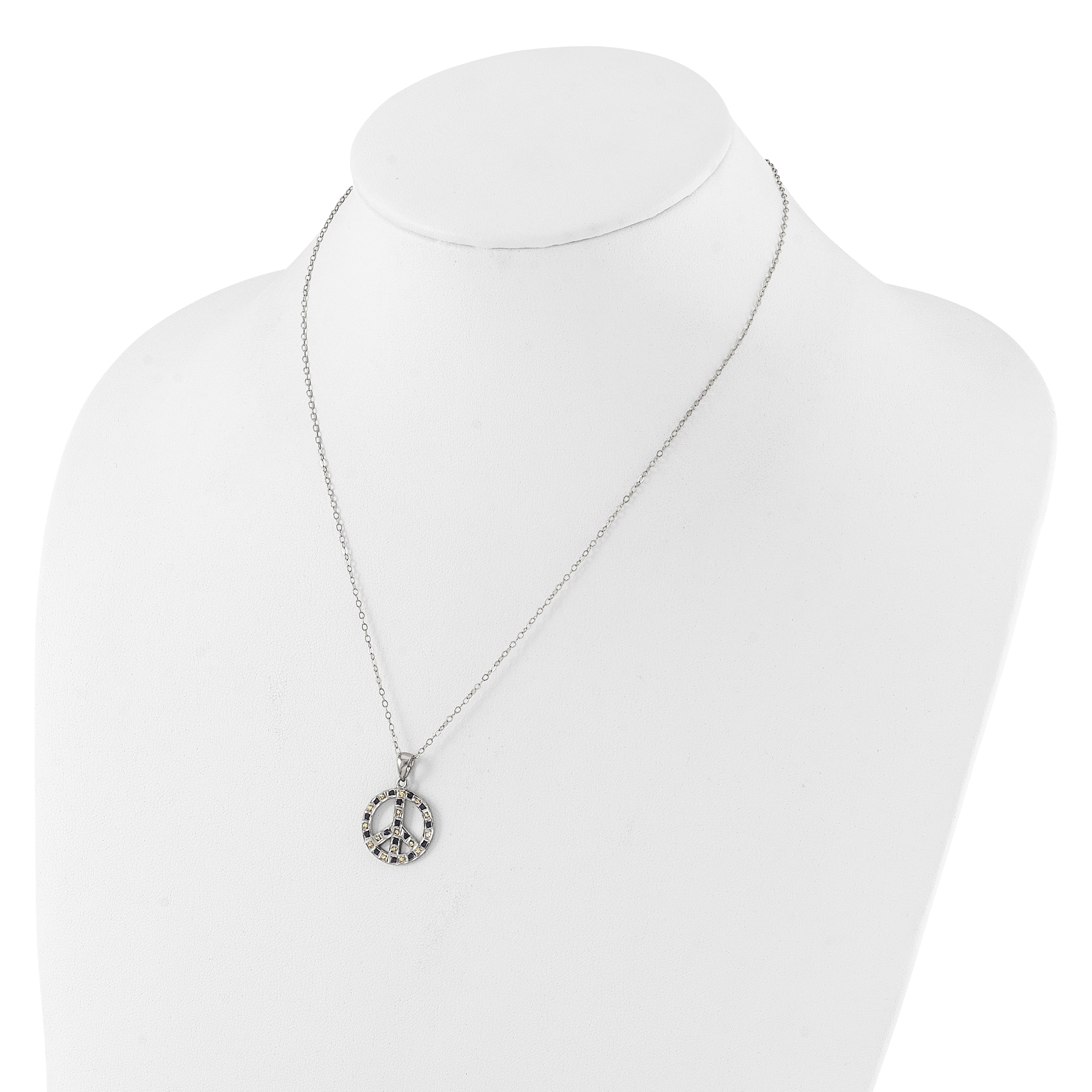 SS Platinum-plated Diamond Mystique Black and White Peace Sign Necklace