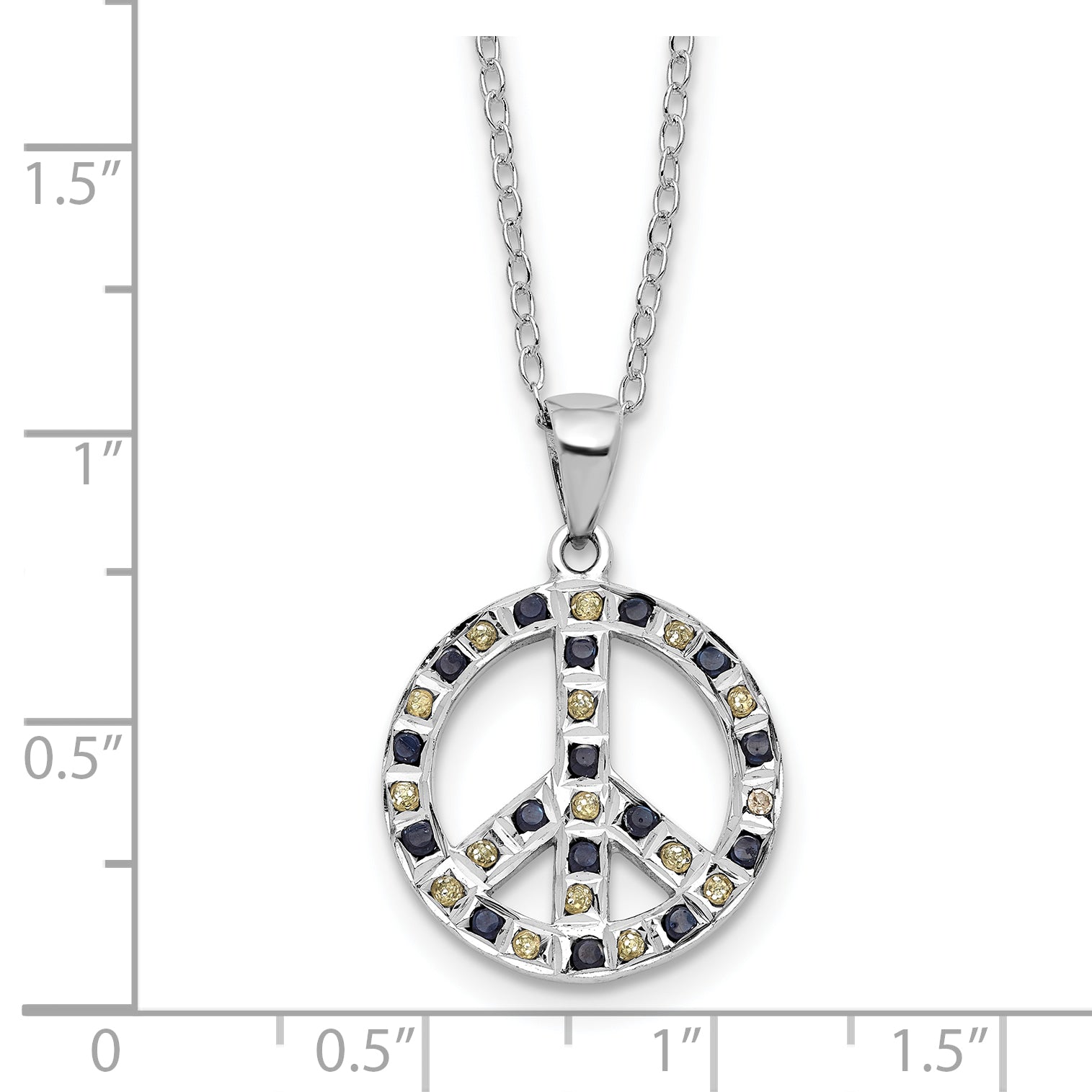 SS Platinum-plated Diamond Mystique Black and White Peace Sign Necklace