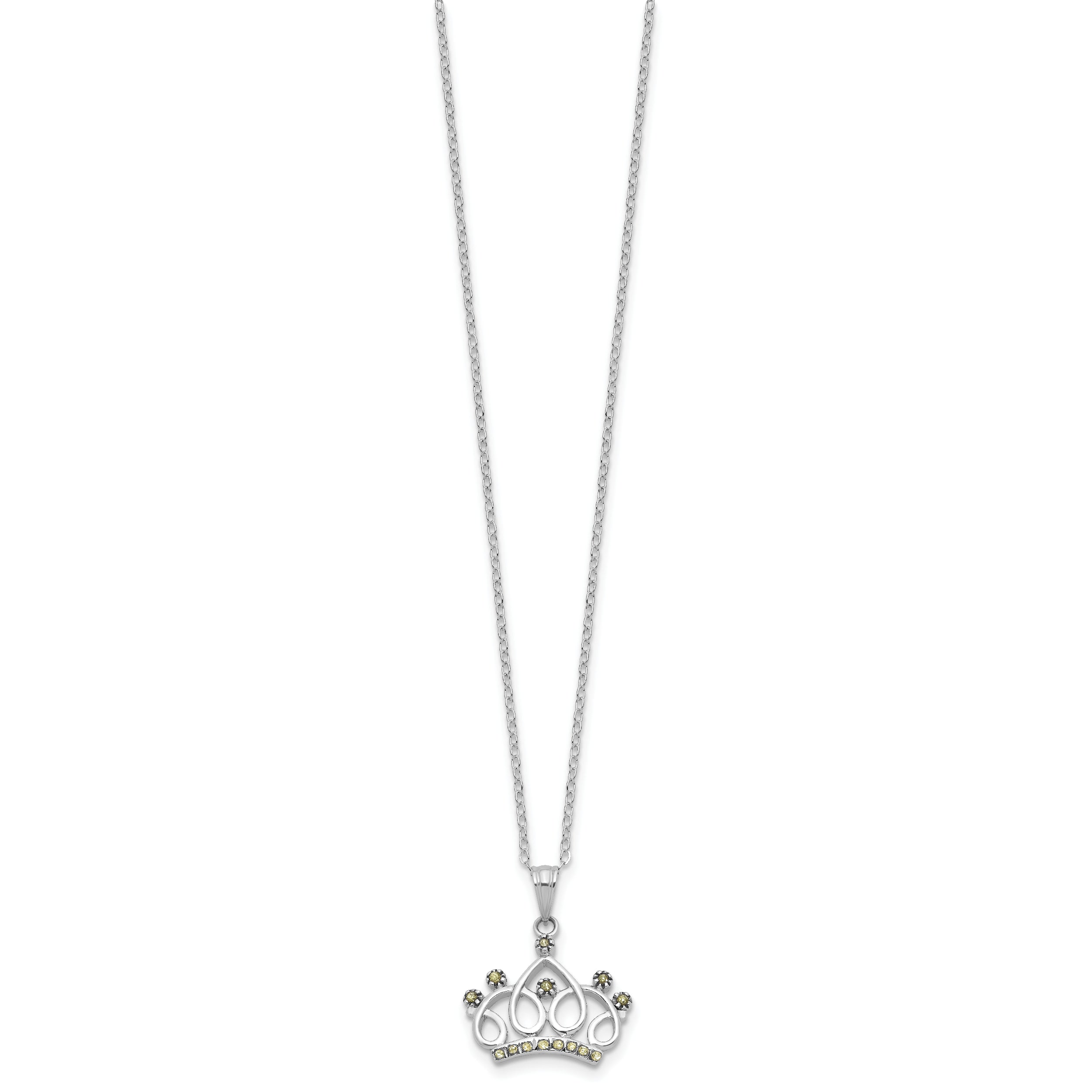 Sterling Silver Platinum-plated Diamond Mystique Crown Necklace