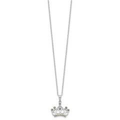 Sterling Silver Platinum-plated Diamond Mystique Crown Necklace