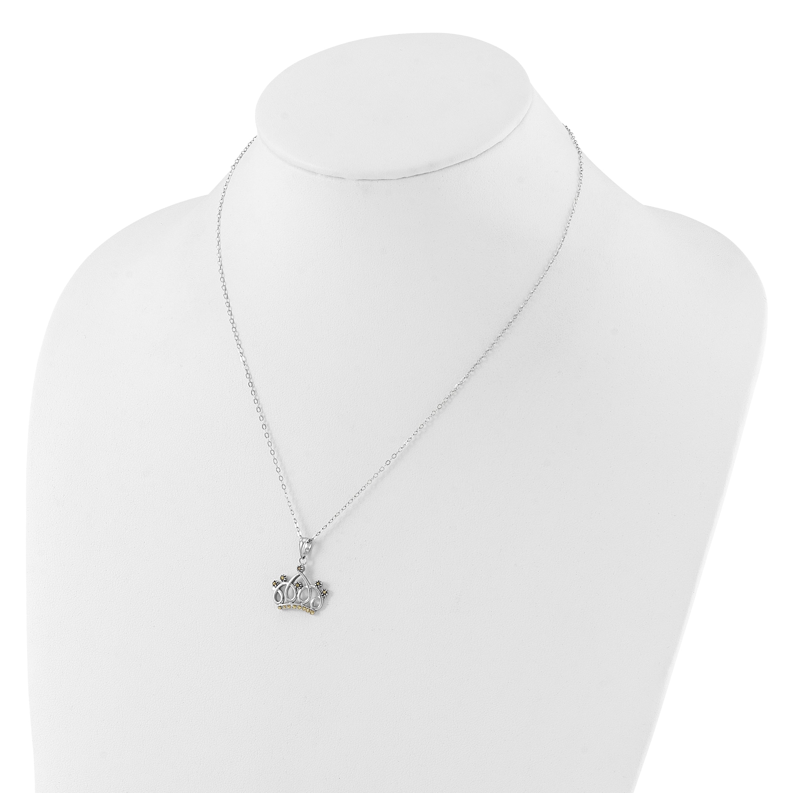 Sterling Silver Platinum-plated Diamond Mystique Crown Necklace