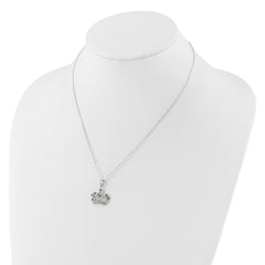 Sterling Silver Platinum-plated Diamond Mystique Crown Necklace