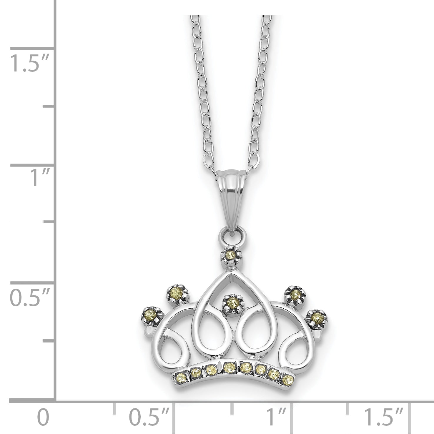 Sterling Silver Platinum-plated Diamond Mystique Crown Necklace