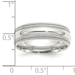 Sterling Silver 7mm Comfort Fit Double Milgrain Size 4 Band