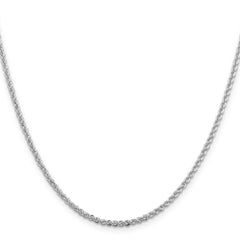 Sterling Silver Rhodium-plated 2.3mm Solid Rope Chain