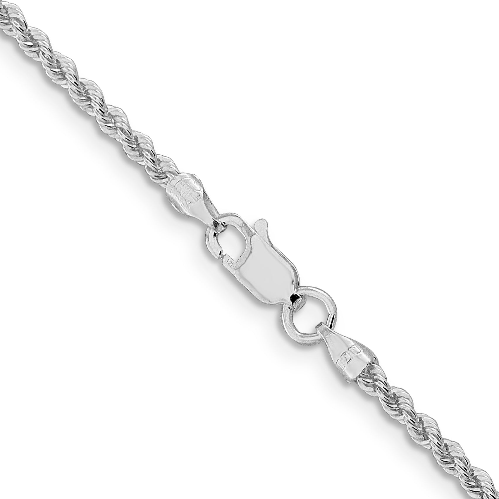 Sterling Silver Rhodium-plated 2.3mm Solid Rope Chain