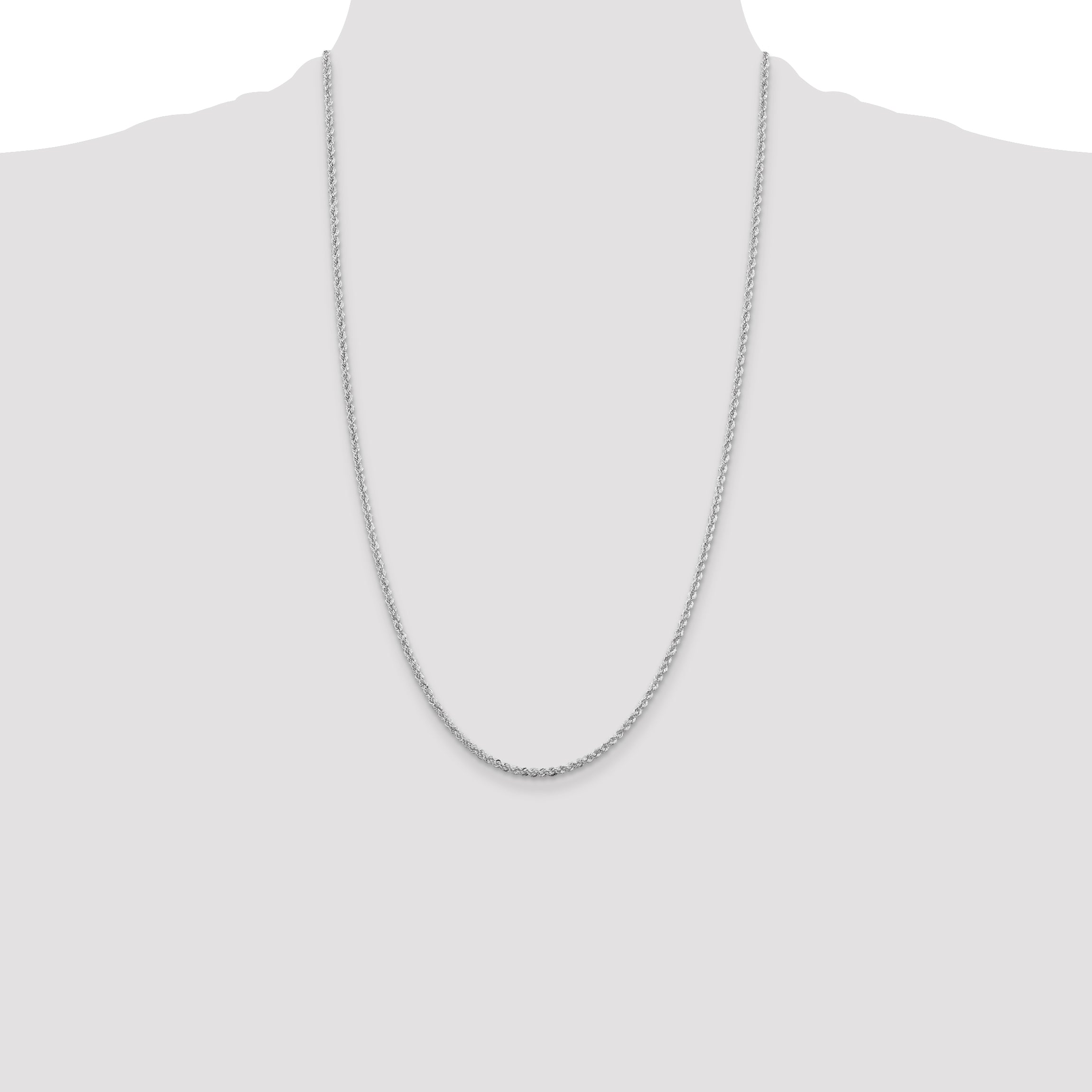 Sterling Silver Rhodium-plated 2.3mm Solid Rope Chain