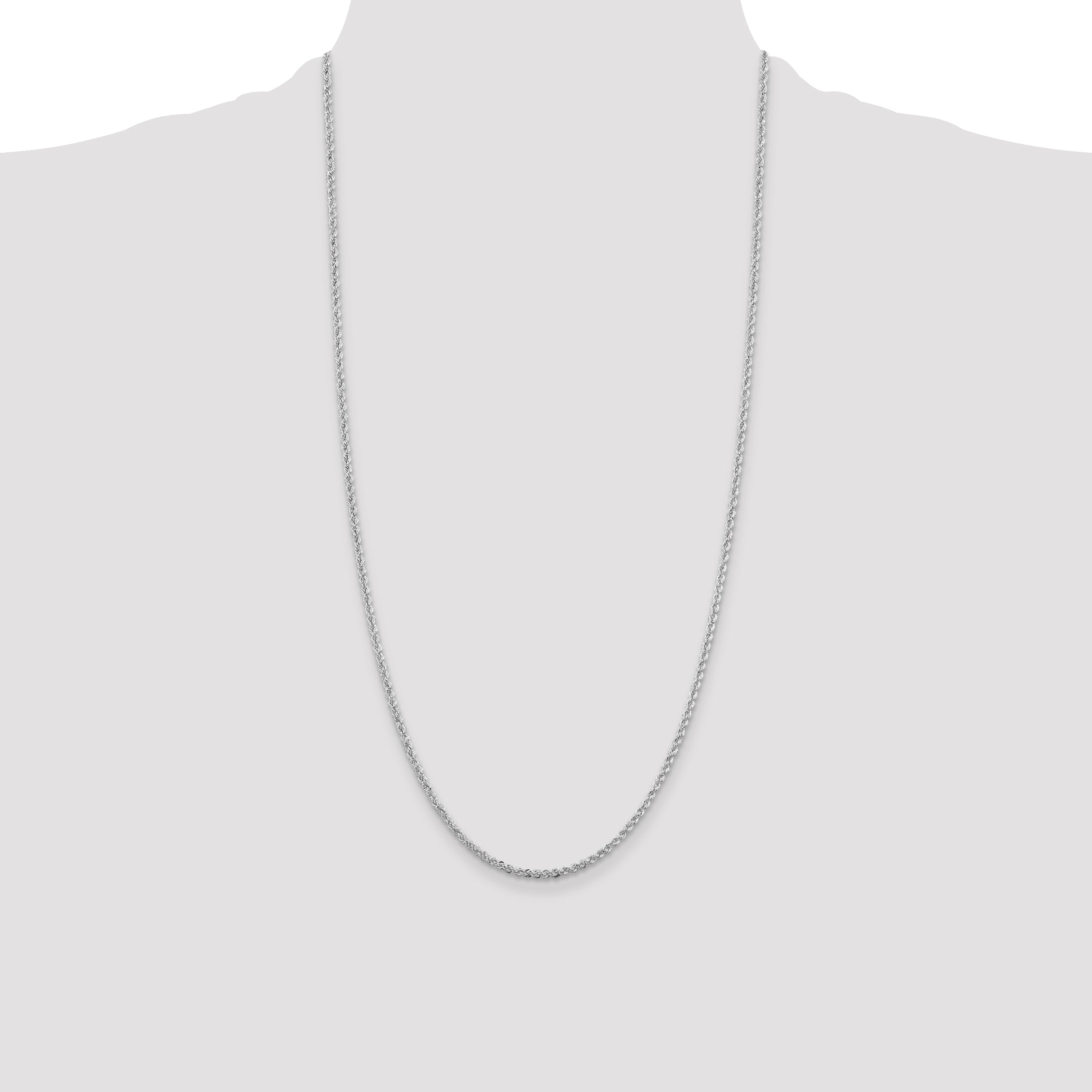 Sterling Silver Rhodium-plated 2.3mm Solid Rope Chain