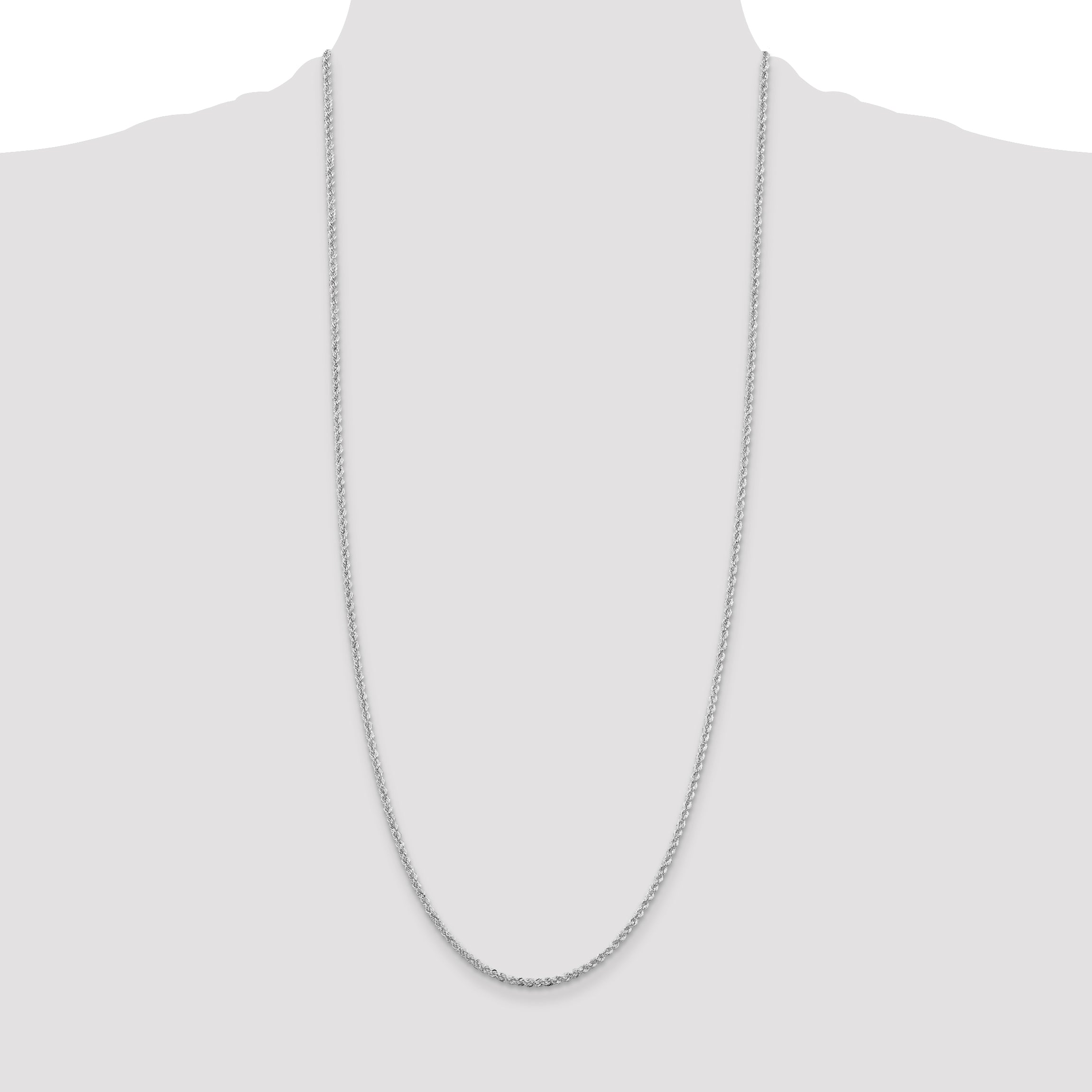 Sterling Silver Rhodium-plated 2.3mm Solid Rope Chain