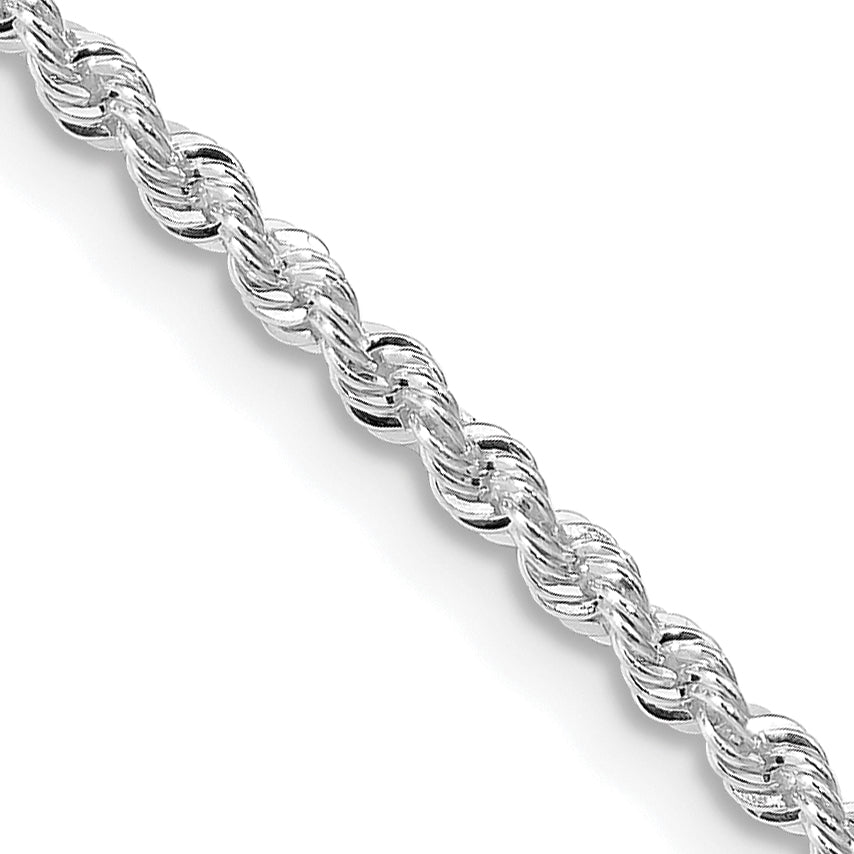 Sterling Silver Rhodium-plated 2.3mm Solid Rope Chain