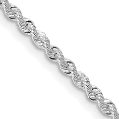 Sterling Silver Rhodium-plated 2.3mm Solid Rope Chain