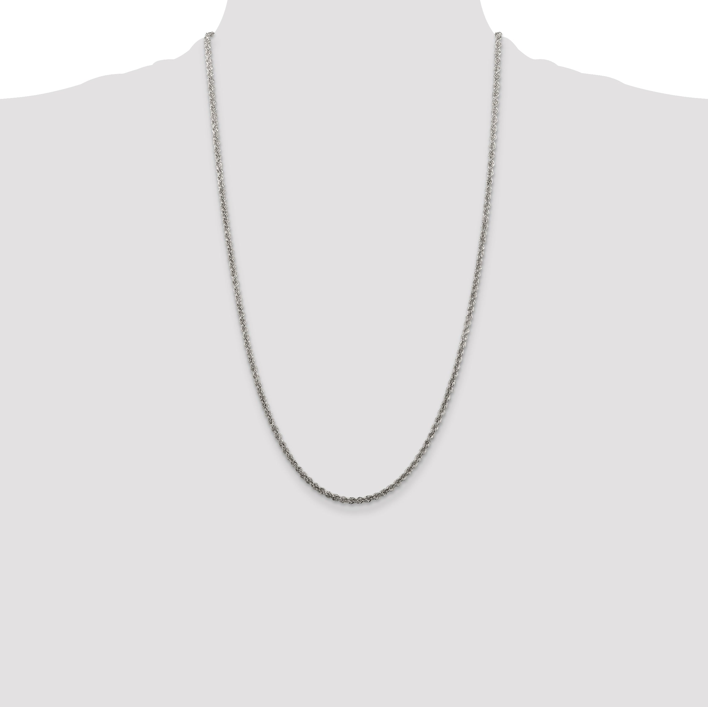 Sterling Silver 2.5mm Solid Rope Chain