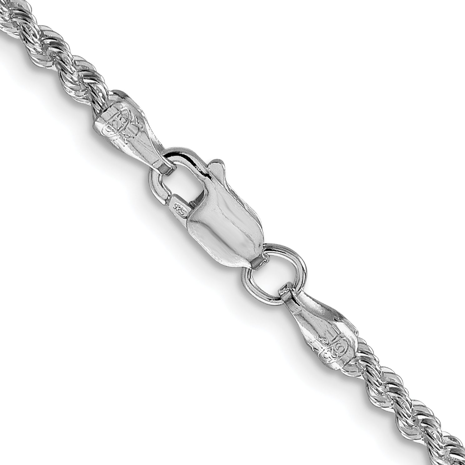 Sterling Silver Rhodium-plated 2.5mm Solid Rope Chain